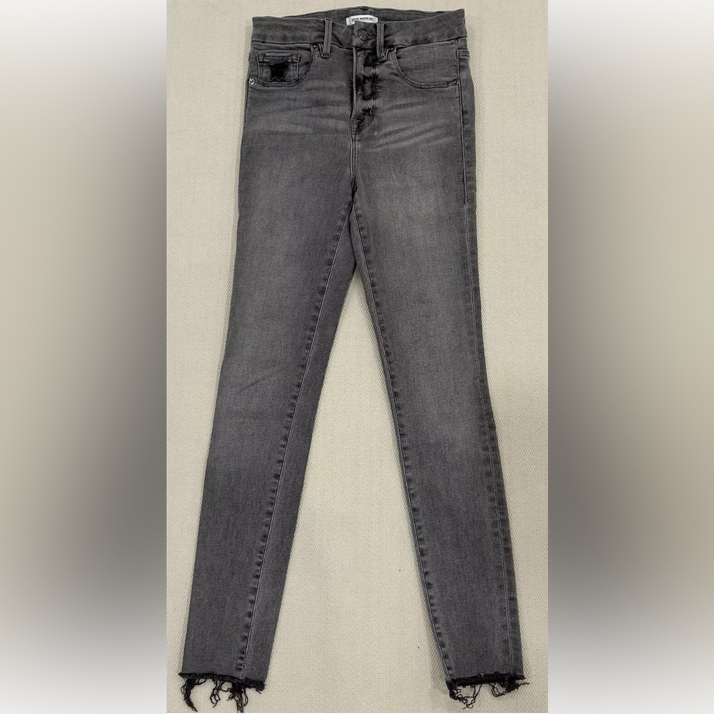 Good American Good Waist Crop Jeans Raw Hemline Gray Size 8/29